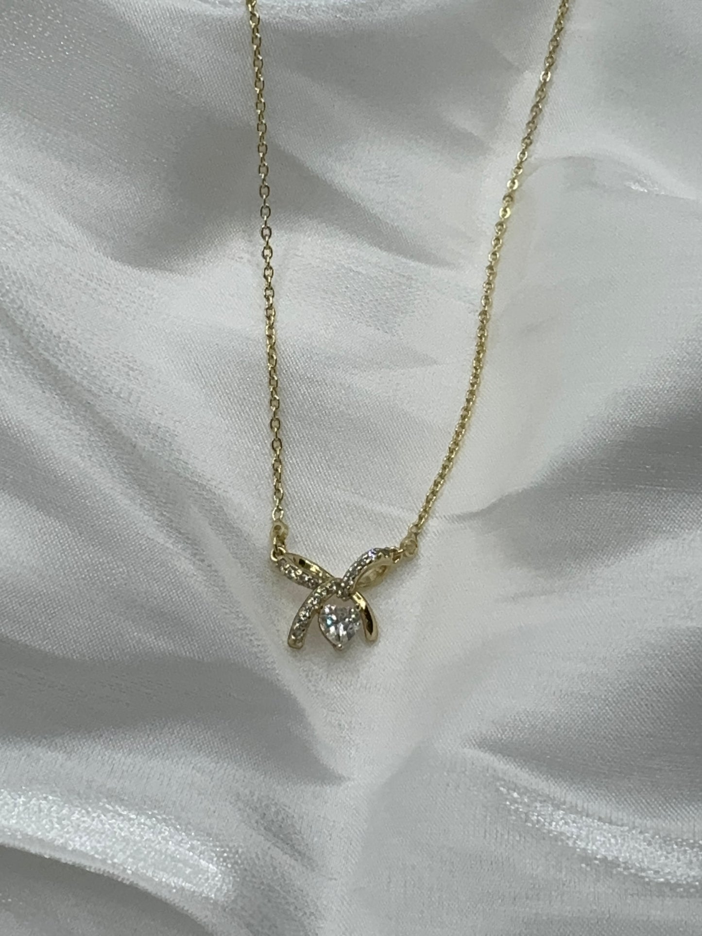 Bow & Heart 14KT Gold Necklace
