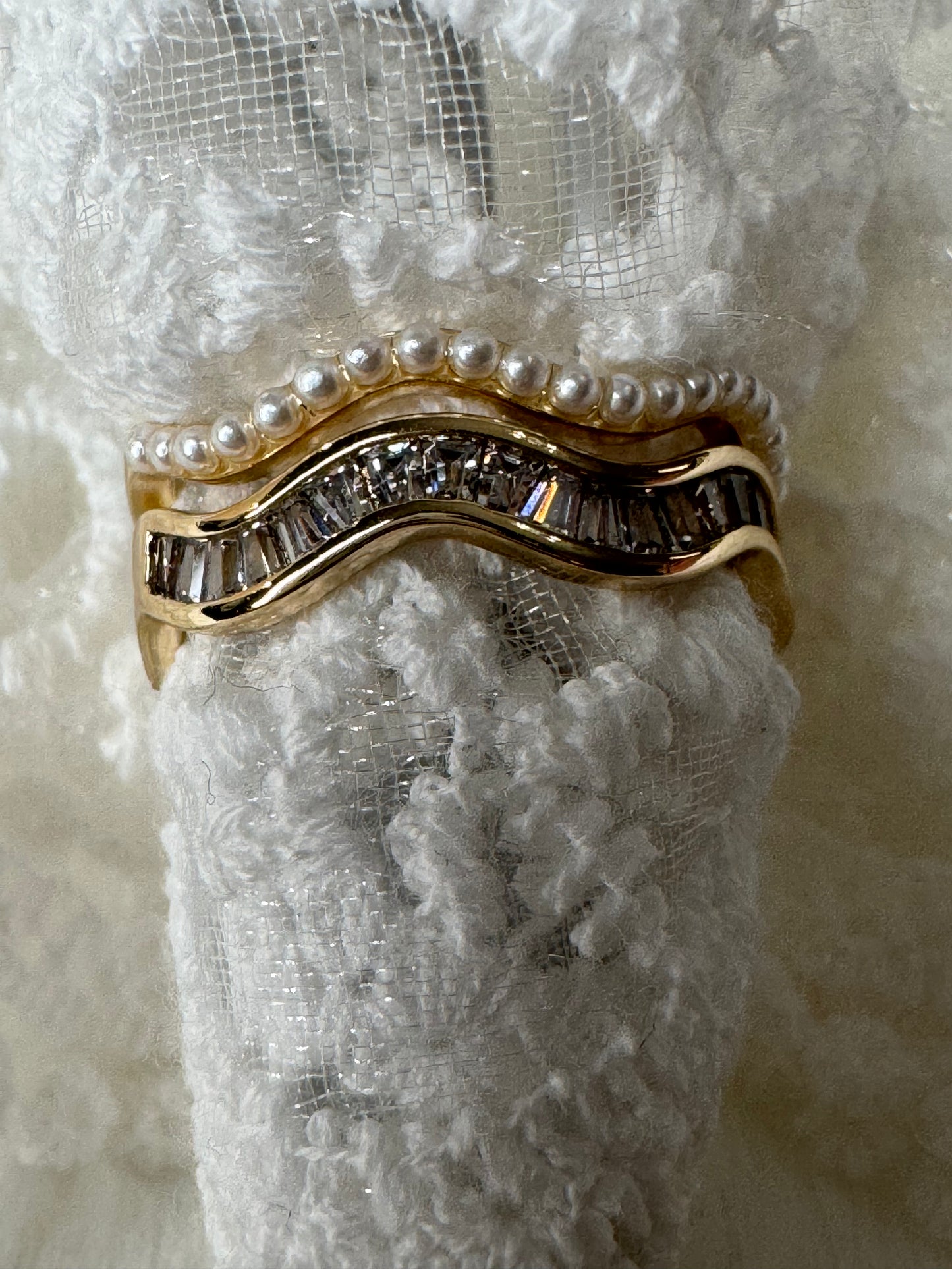 Diamonds and Pearls Gold Ring