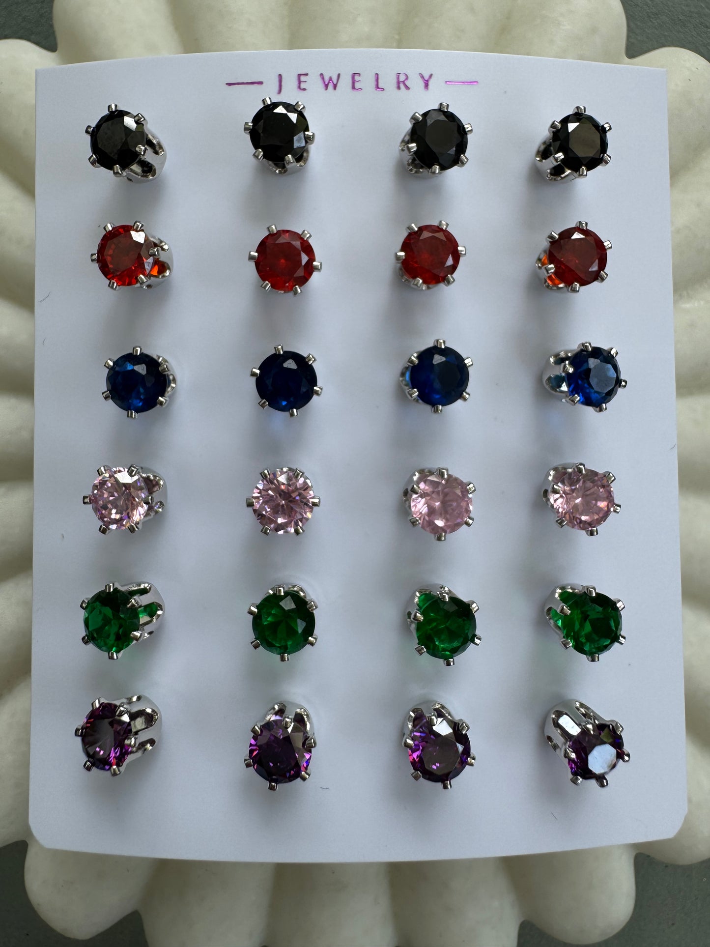 Round CZ Colorful Stud