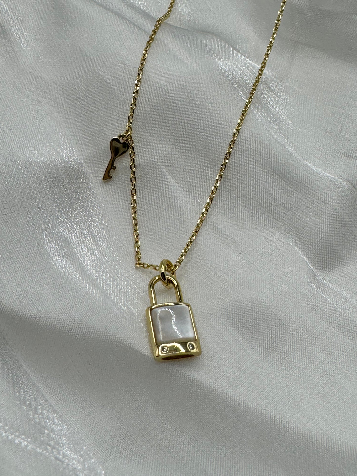 Lock & Charm 14KT Gold Necklace