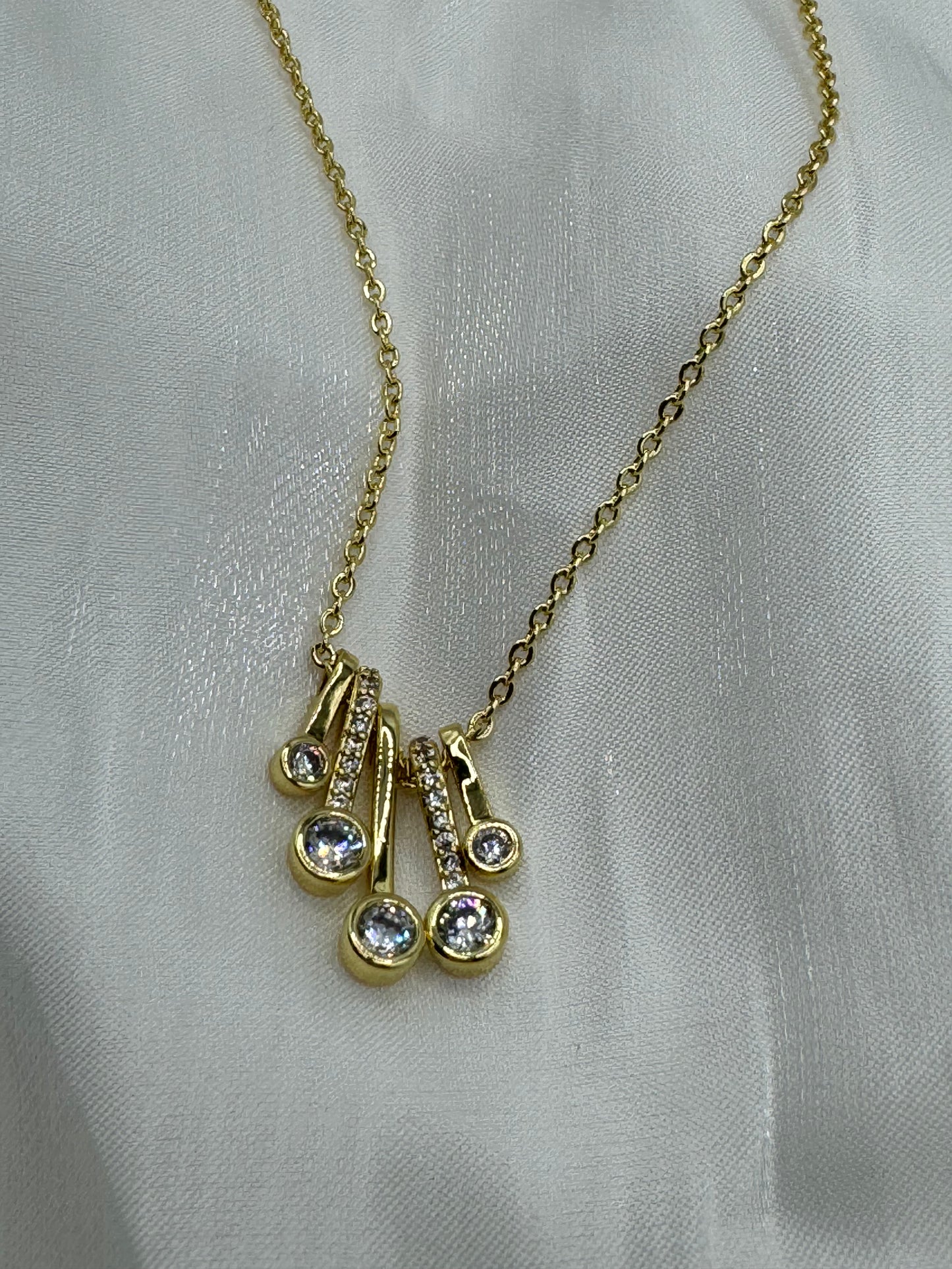 Cascading CZ 14KT Gold Necklace