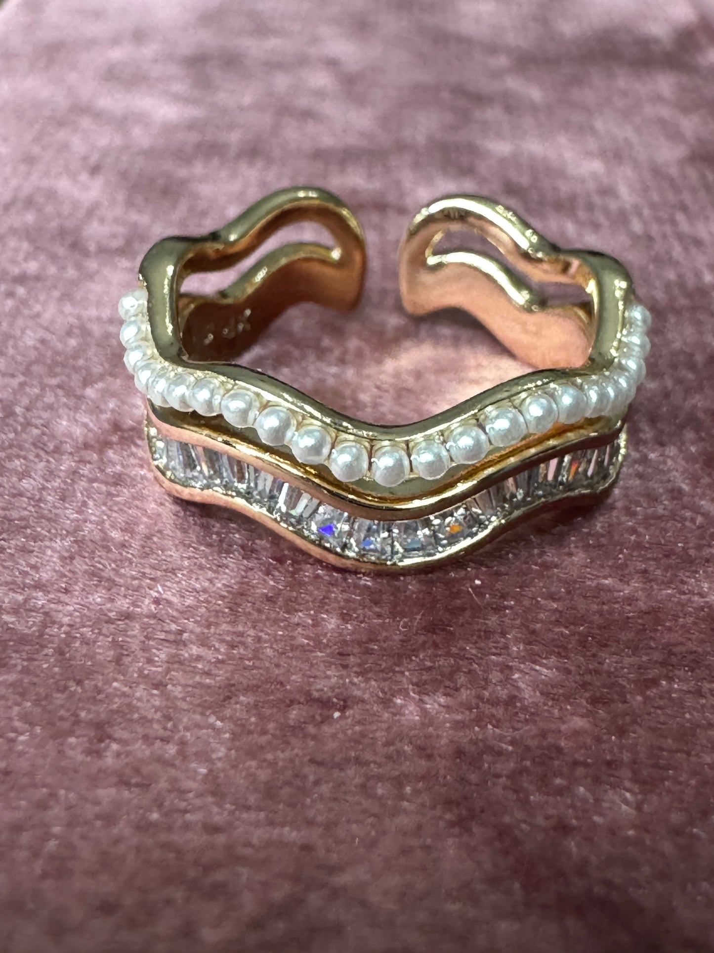 Diamonds and Pearls Gold Ring