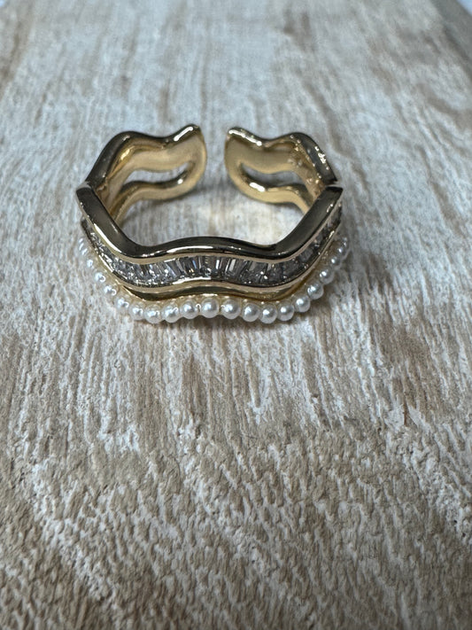 Diamonds and Pearls Gold Ring
