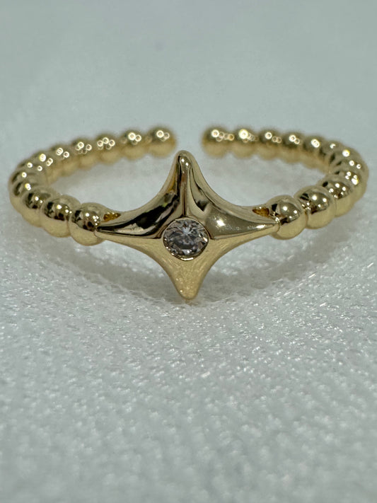 Beaded Compass Dainty 14KT Ring
