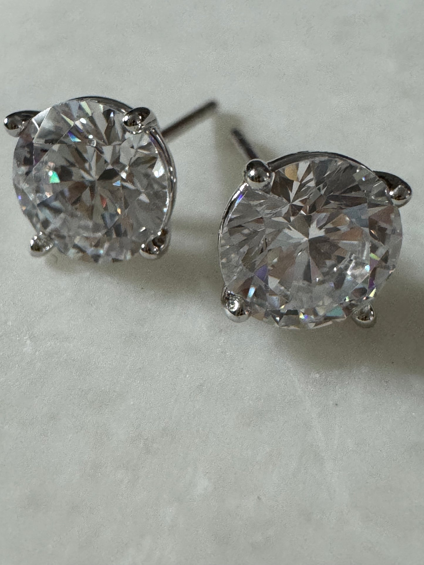 Round CZ Silver Stud