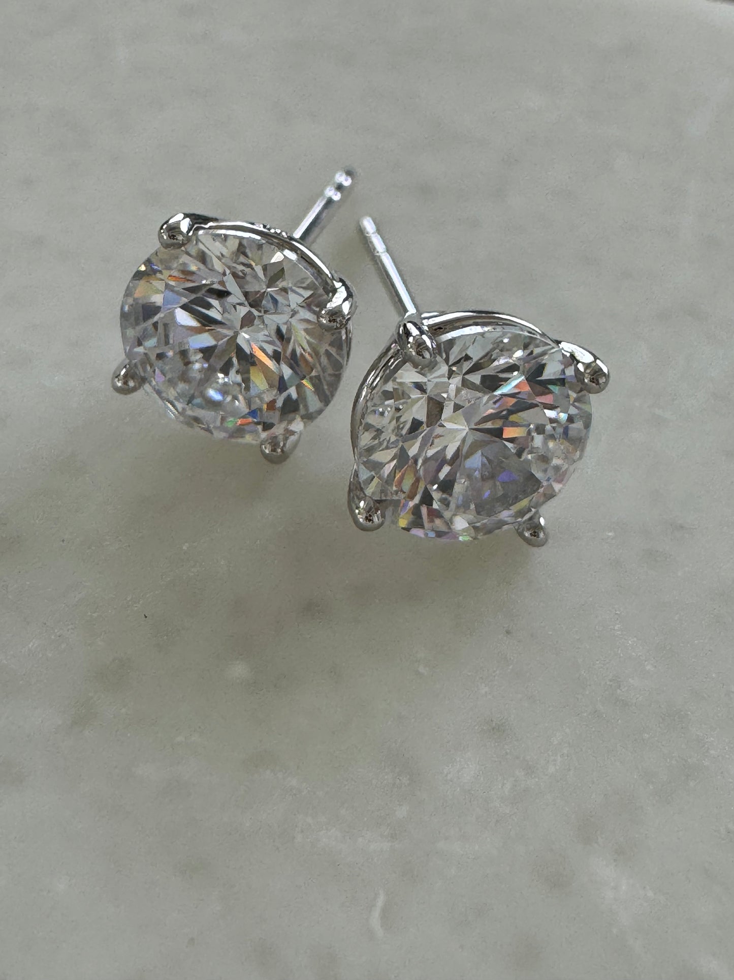 Round CZ Silver Stud